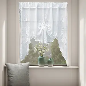 Butterfly-style pull-out curtain, warp-knitted white lace curtain sheer, bay window kitchen partition door curtain, the most beautiful household decoration, Net Curtain Window