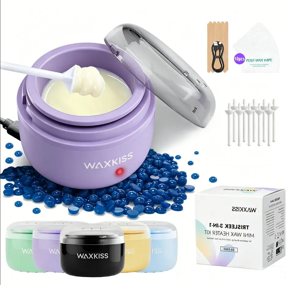 Mini Digital Waxing Kit , Men Women Nose Ear wax Kit with Wax Beans , Sticks, Hair Removal Kit Tool , Hard wax warmer USB Fast Heat, Smart Constant Temp, Upgraded Size, Multi-Accessories girl's colors