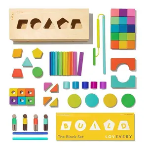 Lovevery The Block Set 70pc Solid Wood Blocks Activity Guide FSC Certified STEM