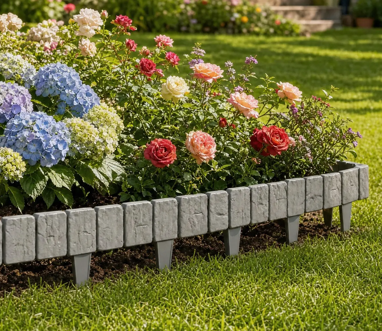 20/40pcs Outdoor Garden Fence, 40pcs Stone-Look Landscape Plastic Fence, Lawn And Garden Edging, Ground-Mounted | Multi-functional, Suitable for Outdoor Decoration, Lawn And Garden Partitioning, Vegetable Patches, Courtyards, And Garden Decoration