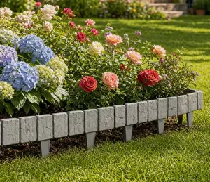20/40pcs Outdoor Garden Fence, 40pcs Stone-Look Landscape Plastic Fence, Lawn And Garden Edging, Ground-Mounted | Multi-functional, Suitable for Outdoor Decoration, Lawn And Garden Partitioning, Vegetable Patches, Courtyards, And Garden Decoration