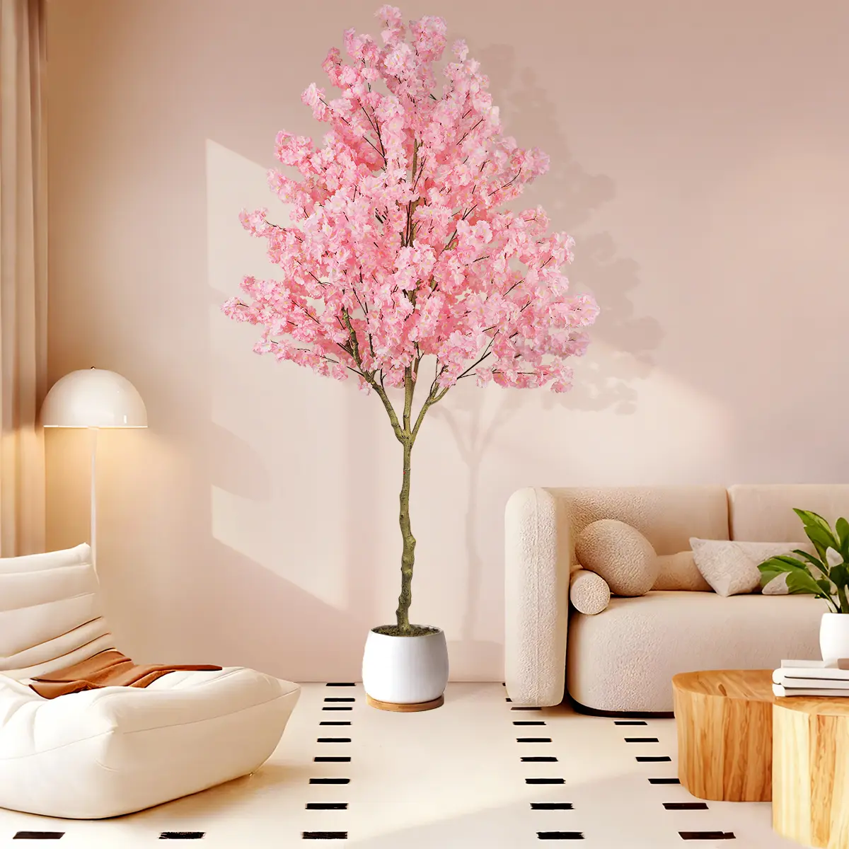 Artificial Cherry Blossom Tree, Fake Plants Indoor Decor, Faux Pink Sakura Flowers for Living Room Home House Entryway Bedroom Office Inside Decorations,(6ft/7ft/8ft)， Housewarming, Christmas gifts,dorm essentials