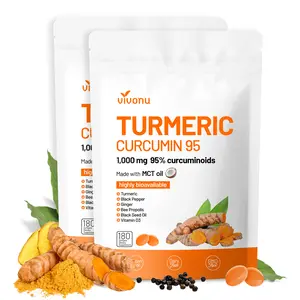 VivoNu TURMERIC CURCUMIN 95 Softgels: 1000mg 95% Curcuminoids | Provides Antioxidant Protection, Anti-Inflammatory & Supports Immune Function (180 Softgels per Bag) mothersdaygift