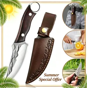 Stainless Steel Kitchen Knife with Sheath, Hand-Forged Stainless Steel, Thickened Design,Exquisite High-Hardness Vegetable&Fruit Knife,Kitchen Accessory for Camping&Barbecue,with Cutting Function,Suitable for Kitchen,Outdoor Camping, and Cooking Blade