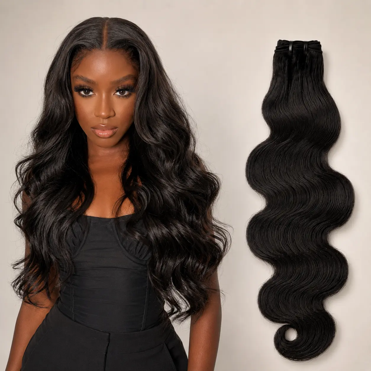 Brazilian Virgin Human Hair Bundles - Natural Black Weave Extensions, Full and Soft, True to Length, Curl-Retentive