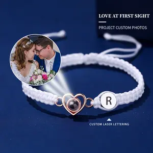 L&M Photo Customized Projection Bracelet - Women's Braided Bangle with Color Photo Projection, Laser Engraving, Interchangeable Christian Silicone, Personalized Daily Gift for Loved Ones, Couples Bracelets