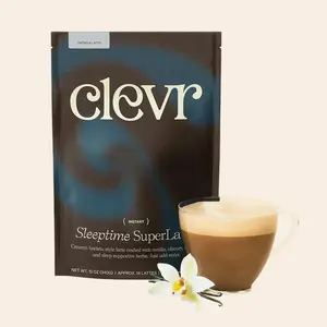 Clevr Sleeptime SuperLatte, Magnesium-Powered Sleep Support Drink Mix, Vanilla Nightcap with Adaptogens, Reishi, Valerian, Passionflower & L-Theanine, Melatonin-Free & Clinically Studied, Just Add Water, Vegan, No Refined Sugar
