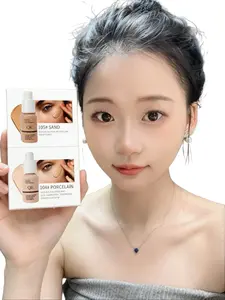 QIC Soft Matte Jewel Light Liquid Foundation (30ml/30g) - 101# Porcelain Skin, All Skin Types, Daily Cosmetic Makeup with Full Coverage, Moisturizer Primer, Hydrate Concealer, Lightweight Contour Cream, Non-Cakey, Smooth Flawless Finish