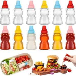 12 count Mini Condiment Squeeze Bottles, Mini Sauce Containers for Lunch Box, 25ml Small Ketchup and Mustard Bottle for  for Travel