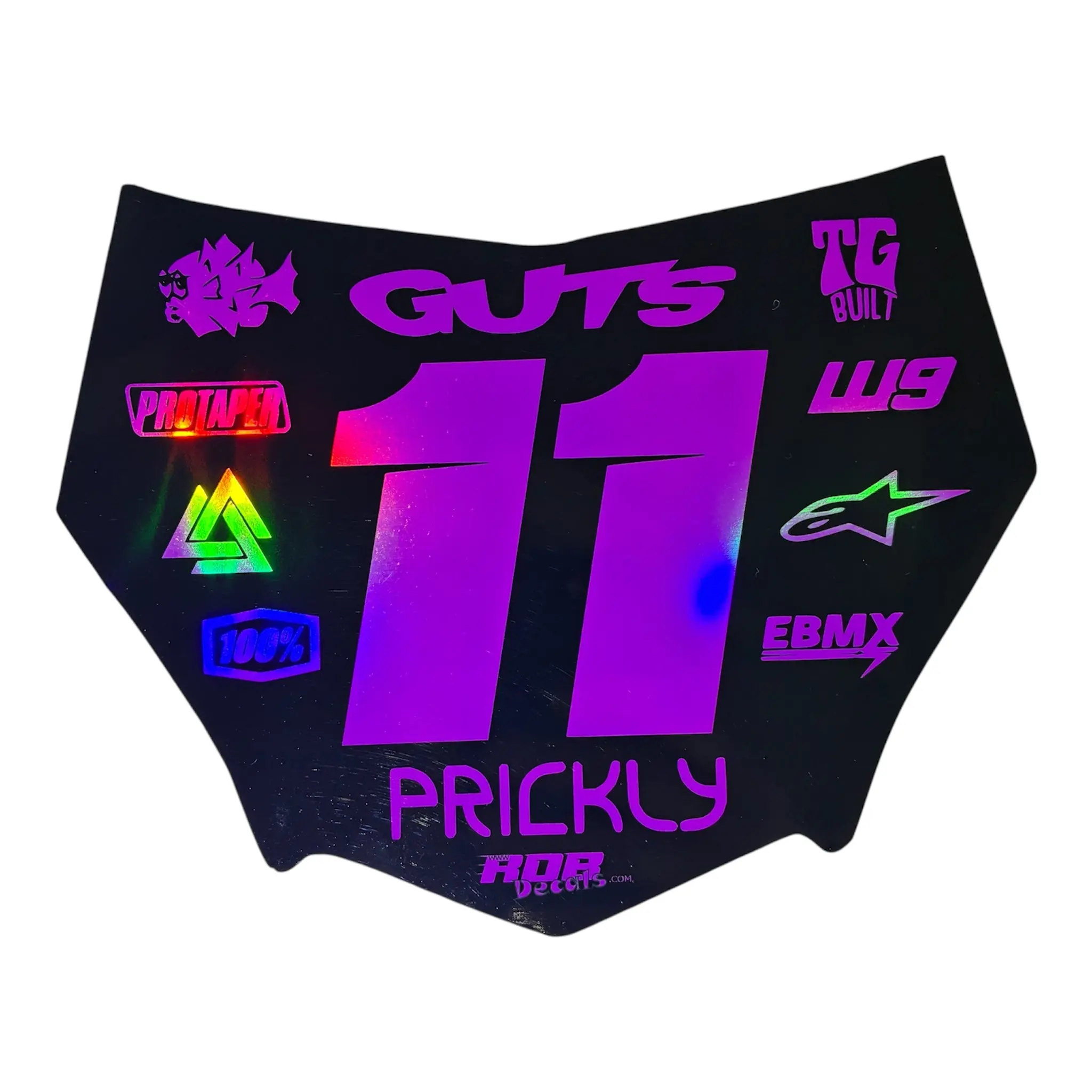 MotoCutz Plate Decal — 11 Logo — Metalic Pink