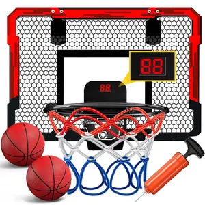 1 Set Indoor Basketball Hoop For Kids, Over The Door Basketball Hoop, Mini Hoop with Electronic Scoreboard, Pump & 2 Balls, Sport Basketball Toy For Kids Teens Boy, Portable Basketball Goal, Ball And Hoop