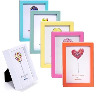 Small Picture Frames, Mini Size Baby Photo Frame, 2x3'', Set of 6, For Tabletop Home Decor, Polaroid Picture Frame with Soft Magnet, Cute Refrigerator Magnets, Mix Colors