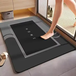 Non-Slip Quick Dry Diatomite Bath Mat Super Absorbent Bathroom Floor Rug, Natural Diatomite Material Instantly Absorbs Moisture, Fast Drying, Easy Wipe Maintenance, Safe Anti-Slip Bottom, Perfect Replacement for Traditional Mats for Fresh Bathroom Space