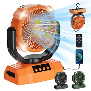 Portable Camping Fan with LED Light, 20000mAh Rechargeable Fan with Remote Control & Automatic Oscillation, USB C Charging Fan for Outdoor Camping, Travel, Fishing, Outdoor Cooling Fan