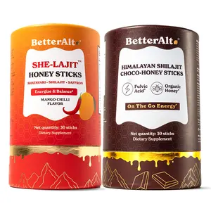 BetterAlt Halloween Bundle Sticks | SHE-Lajit Mango Chilli & Choco Honey Sticks | Honey, Shatavari & Saffron | Energy & Hormonal Balance | 30 Sticks each
