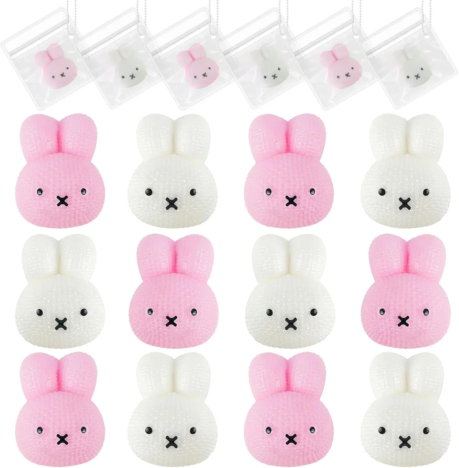 12 Pack Bunny Mochi Squishies Fidget Toys, Soft Squeeze Sensory Toys for Kids, Cute Rabbit Squishy Stress Relief, Easter Basket Stuffers, Birthday Party Favors & Gi