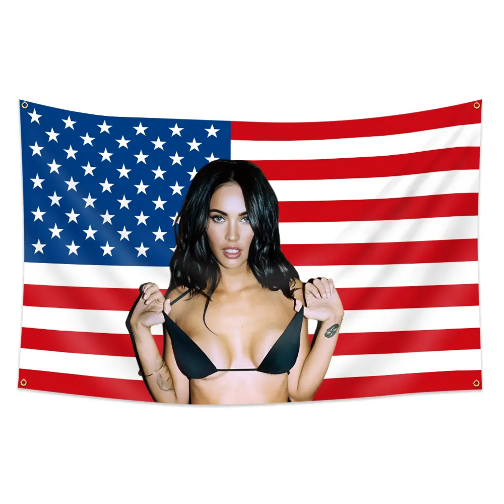 Printed Wall Flag with American Flag Background, 3 x 5 Feet, Men's Cave Wall Hanging Banner with 4 Brass Grommets, Indoor Wall Decoration, Home Bedroom Decor, Living Room Wall Decor, Suitable for College Dorms