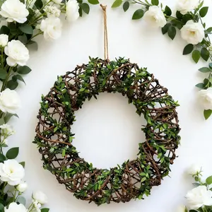 12-inch simulated rattan wreath decoration, Classic Country Style, Nature, Home Decor, Wall Hanging, Wedding Decoration, Valentine's Gift, Door Ornament, Spring Theme