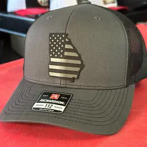 Blackout US Flag & Georgia Patch on SnapBack Cap Blackout US Flag & Georgia Patch on SnapBack Cap