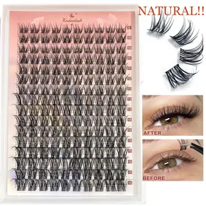 C-Curl Fake Lash Clusters Kit, 160pcs/box Wispy Natural False Eyelashes for Eyelash Extensions, Volume Individual Faux Lashes for Women Makeup, DIY Eyelash Extensions