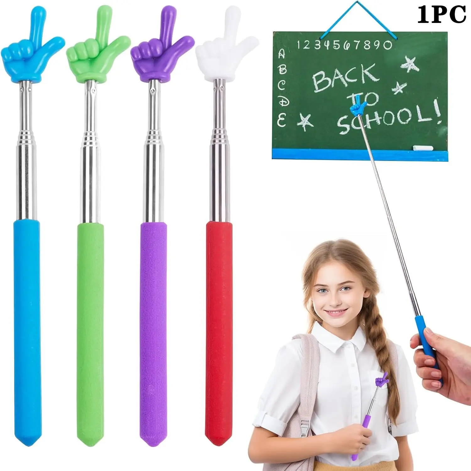 Extendable Teacher Baton, 1 Count Mini Fingertip Wand, Fun Teaching Supplies, Classroom Supplies for Elementary School, Primary Schools, Kindergartens, and School Teachers, Chalkboard