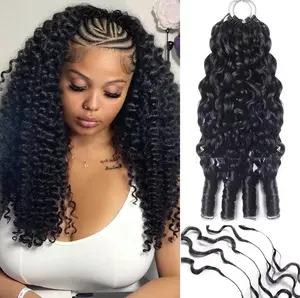 [100% Human Hair Wig]  Feather Crochet 100% Human Hair France Curly Burmese Curly Pre-Separated Knotless Crochet Human Hair Extensions With Loop For Braiding,Summer Ready Soft & Natural Texture, Perfect for Daily Styling, Party, Holiday Braiding Looks