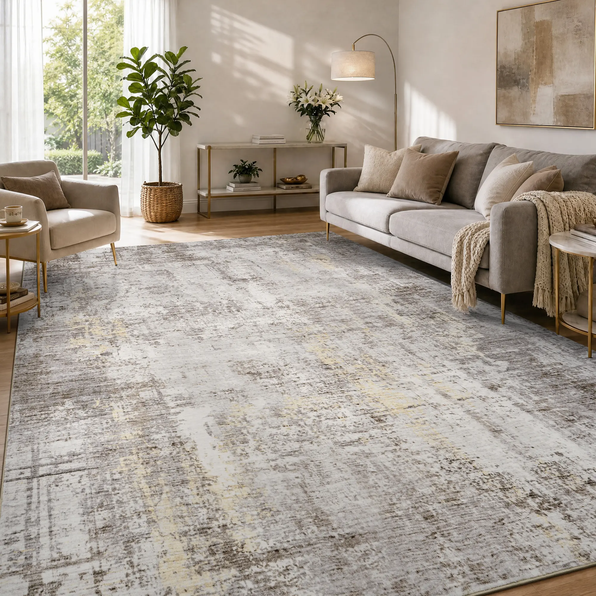 Amoami Abstract Washable Area Rug, Modern Street Art Carpet, Non Slip Backing, Soft Lightweight Rug, Machine Washable Indoor Carpet for Living Room, Bedroom, Dorm and Game Room Decor,back to school,dorm essentials,home decor,home essentials