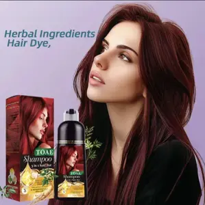 TOAE Hair Color Shampoo, Hair Dye Shampoo With Herbal Ingredients , Instant Grey Hair Coverage, Wine Red, Chestnut Brown, Perfect Gifts for Women&Men Haircare Bowl Brush Ginseng Plant