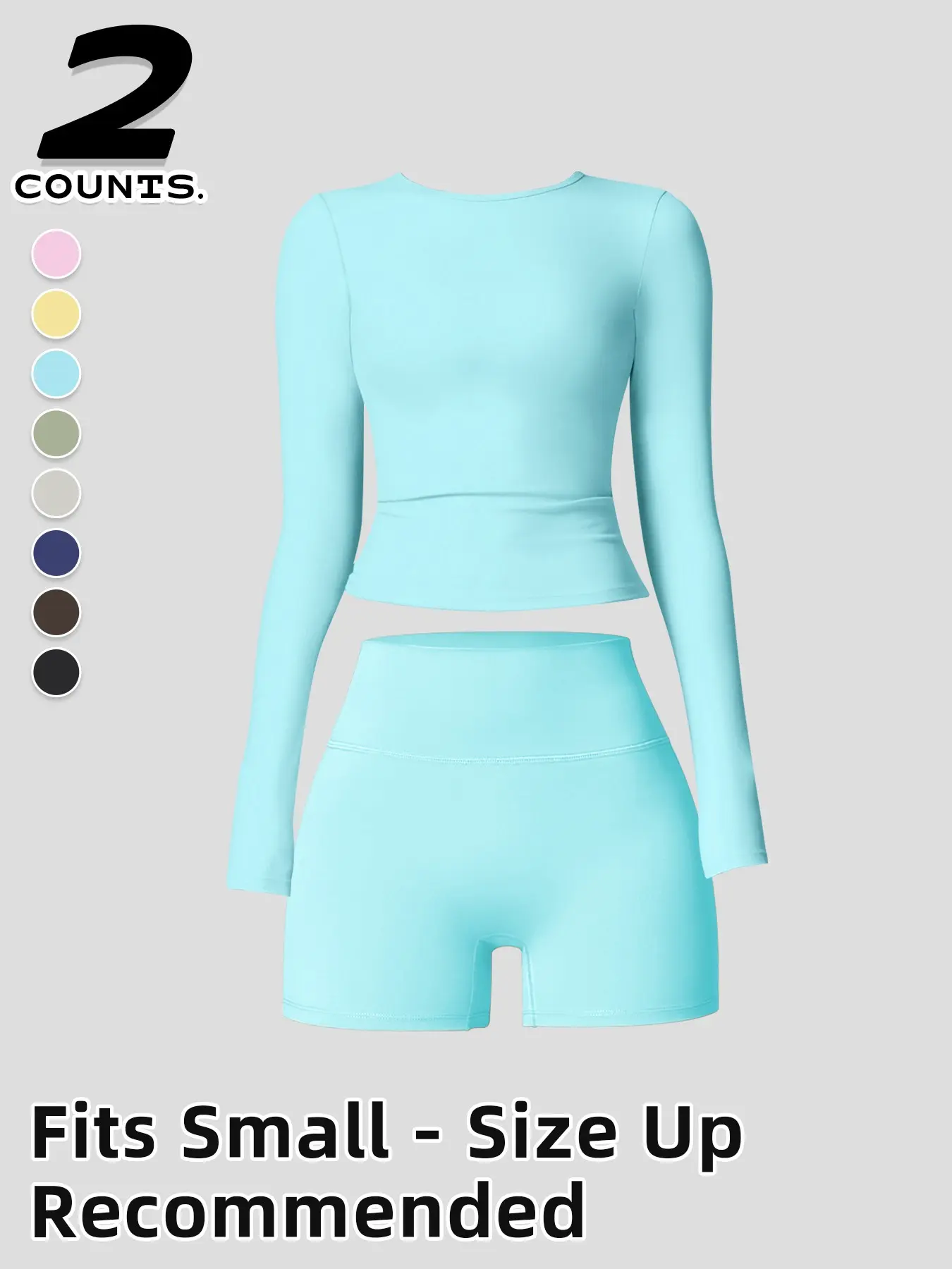 Women's Outdoor Sport Long Sleeve Shorts Set, Fitted High Waist, Breathable, Comfortable, Ideal for Yoga and Daily Wear