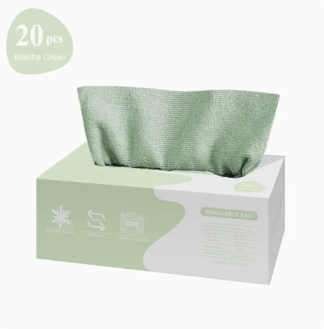 Green Removable Kitchen Wipes - Absorbent, Oil-Resistant Disposable Hand Cleaning Cloths, 20 Pieces per Box (Quantity per Pack: 20 Pieces)