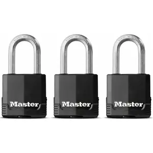212 MAIN Magnum Series 1.5 in. Weatherproof Boron Carbide Cut-Resistant Padlock, 3-Padlock Set, Dual Ball Bearing for Motorcycle Locks & Security