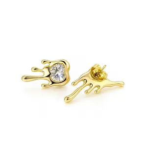 DIDIRAY Women's Earrings 14k Gold Plated with Premium Reinforced Finish Love Drop Design Elegantes y Atemporales