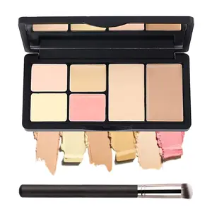 Concealer Palette, 6 In 1 Color Correcting Concealer Contour Makeup Palette, Contouring Foundation Highlighting Makeup Kit for Dark Circles, Blemish With 2 Packs Brush (2#)