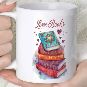 2026  1pc Novelty Love Books Stack Mug Coffee Cup Juice Cup 11OZ360ml Fun Gift