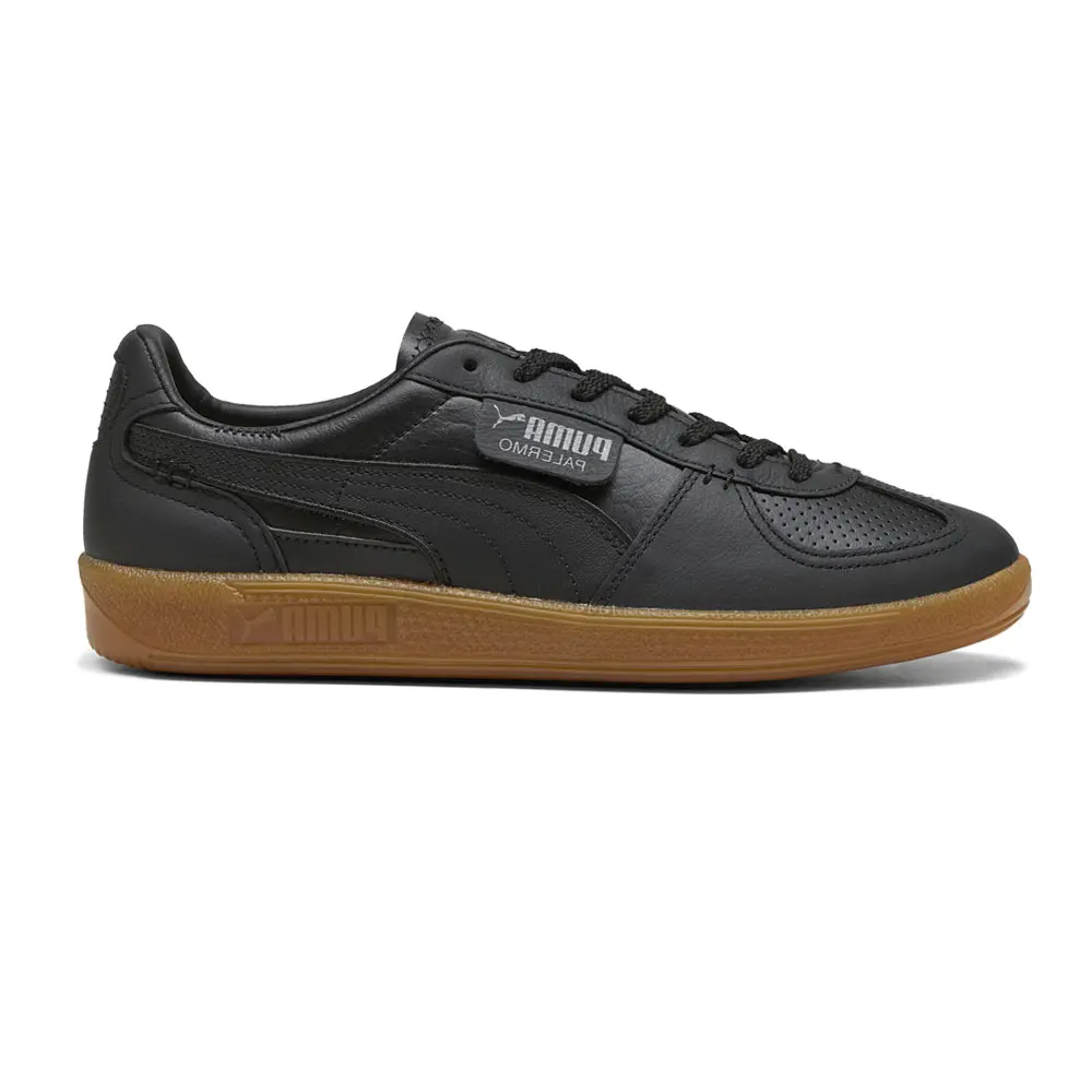 PUMA Mens Palermo S And P Leather Perforated Lace Up Sneakers Shoes Casual - Black