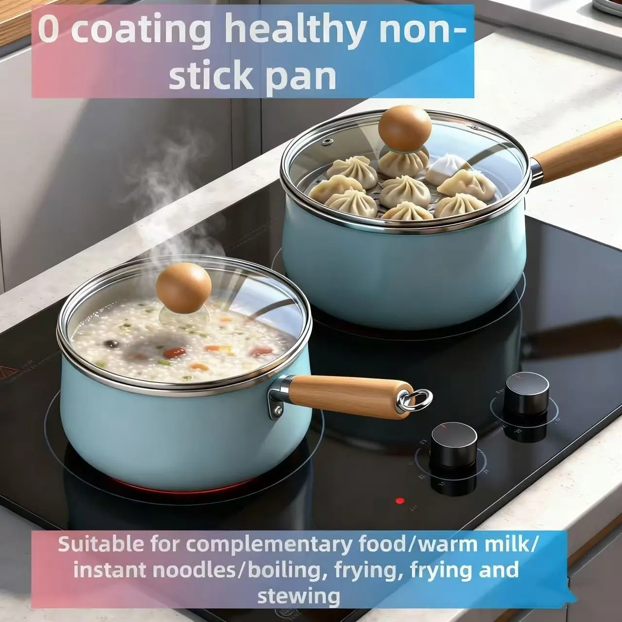 Non-Stick Ceramic Milk Pan Small Saucepan for Home Use Multi-Person Cooking Noodle Pot Hot Milk Soup Pot Baby Food Supplement Pot Gas Induction Cooker Friendly