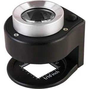 30X Loupe Magnifier with 6 Light, Desktop Portable Metal Magnifier Folding Scale Sewing Magnifying Glass for Textile Optical Jewelry Tool Coins Currency (Black)