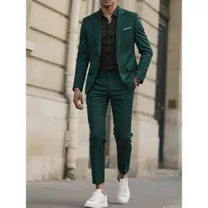 party formal Men'S 2pcs Suit Set, Blazer + Trousers, Stylish and High-Quality, Suitable for Weddings, Parties or Formal Events pant combination wrinkle-resistant fabric business casual outfits suits work christmas party outfits