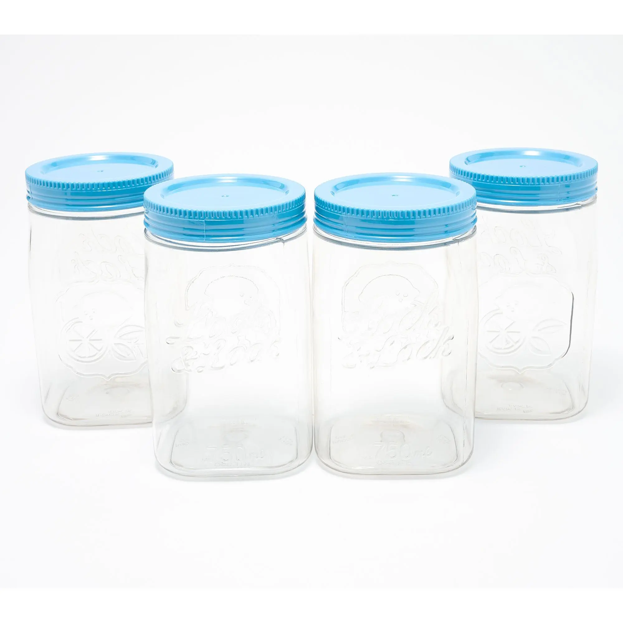 LocknLock Set of (4) 3-Cup Twist Lid Mason Jar Canisters LocknLock Set of (4) 3-Cup Twist Lid Mason Jar Canisters