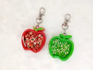 Apple Resin Keychain, Glitter Shakers, Fidget Toys, Liquid Motion, Sensory Toys, Resin Shakers, Bag Charms, Gifts for Teacher