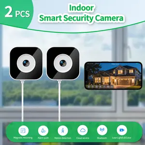 AI Window Cam 2-Pack Indoor Security Cameras with Mount, Local Storage, Ethernet, Smart AI Detection, Full-Color Night Vision, 2-Way Audio, 24/7 Continuous Recording, Cloud/SD Card Support - Simple Setup for Home & Outdoor Monitoring