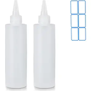 DTDNZKN 2 Pack 10 Oz (300ml) Condiment Squeeze Bottles, Leak Proof Refillable Condiment Container for Kitchen Use | 2 Pack, Leak Proof, Refillable, for Kitchen Use