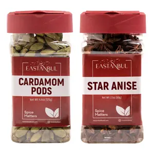 Eastanbul Cardamom Pods, 4.4oz and Star Anise, 2.1oz, Spice Buddies