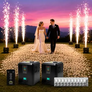350W cold spark machine, portable FX device with automatic safety shut-off feature. Output range is 6 to 10 feet, suitable for stage/wedding/event special effects machines, DJ party performances (includes 10 packs of 50g consumables for free)