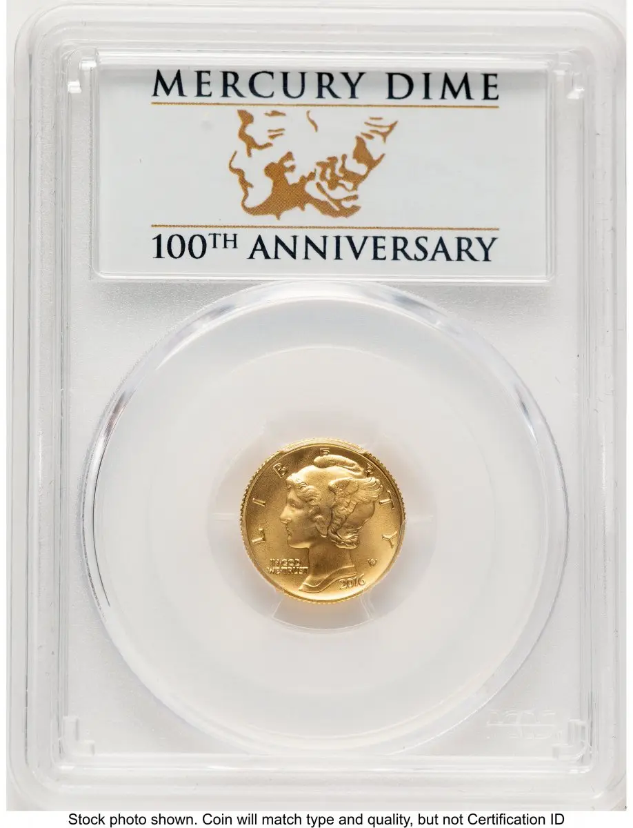 Modern Bullion Coins (2016-W 10C Mercury Dime 100th Anniversary Gold Centennial  FS 100th Anniversary)
