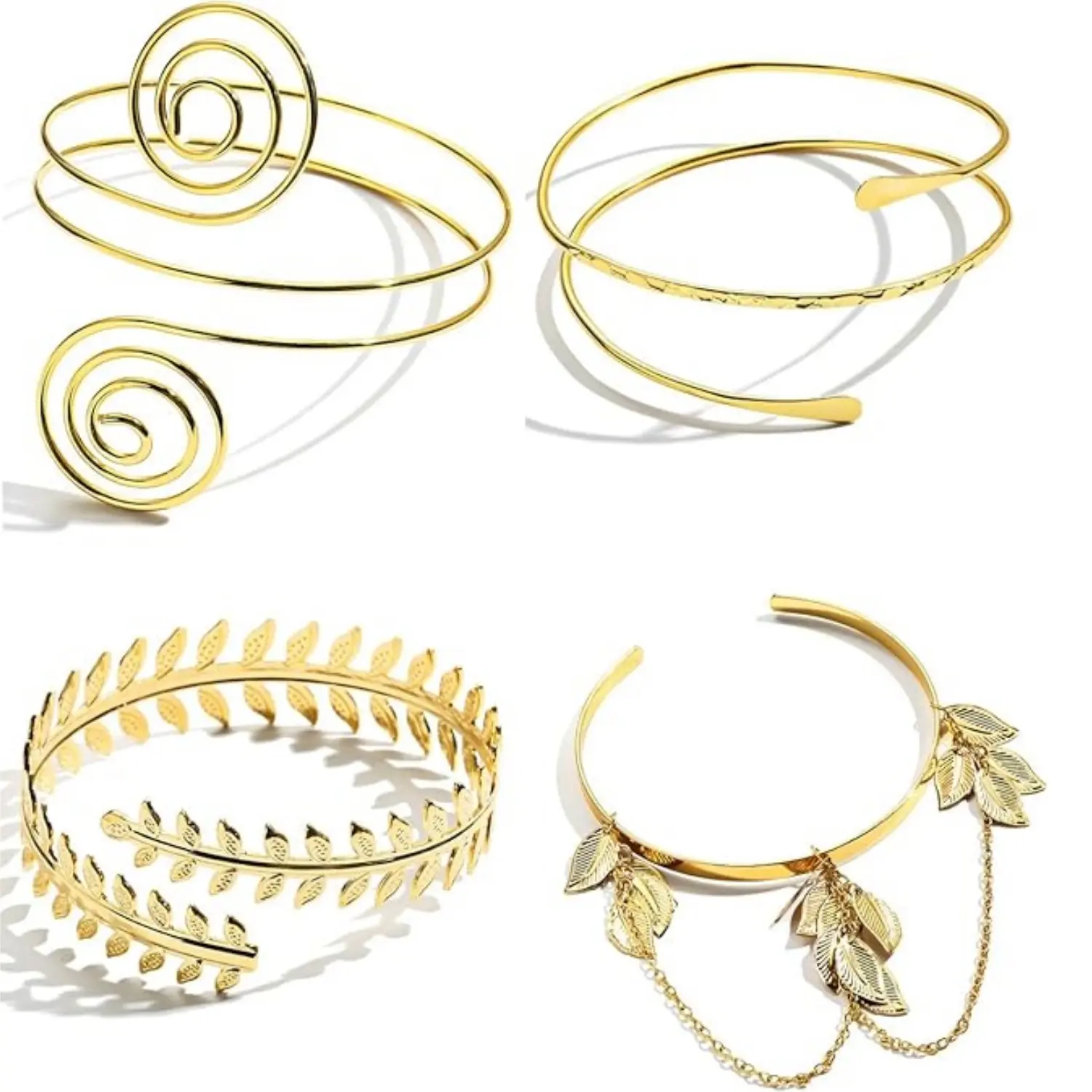 4PCS Arm Cuff Upper Arm Band Cuff Bracelet Bangle for Women Adjustable Armband Set
