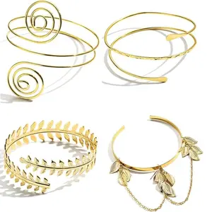 4PCS Arm Cuff Upper Arm Band Cuff Bracelet Bangle for Women Adjustable Armband Set