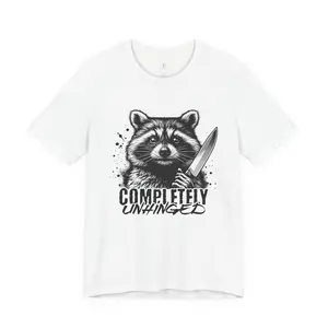 Raccoon with Knife Completely Unhinged T-Shirt | Funny Graphic Tee