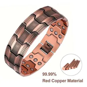3x Men's Copper Bracelet Triple Super Strong Magnet,  Copper Magnetic Bracelet with Adjustable Size Tool, Men's Valentine's Day Jewelry