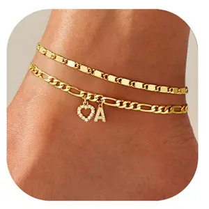 Love diamond-set 26-letter anklet double-layer adjustable beach vacation casual versatile foot decoration  free for shipping autumn rapper chain necklace camera boyfriend matching birthstone ring cute gifts girlfriend y2k accessories
